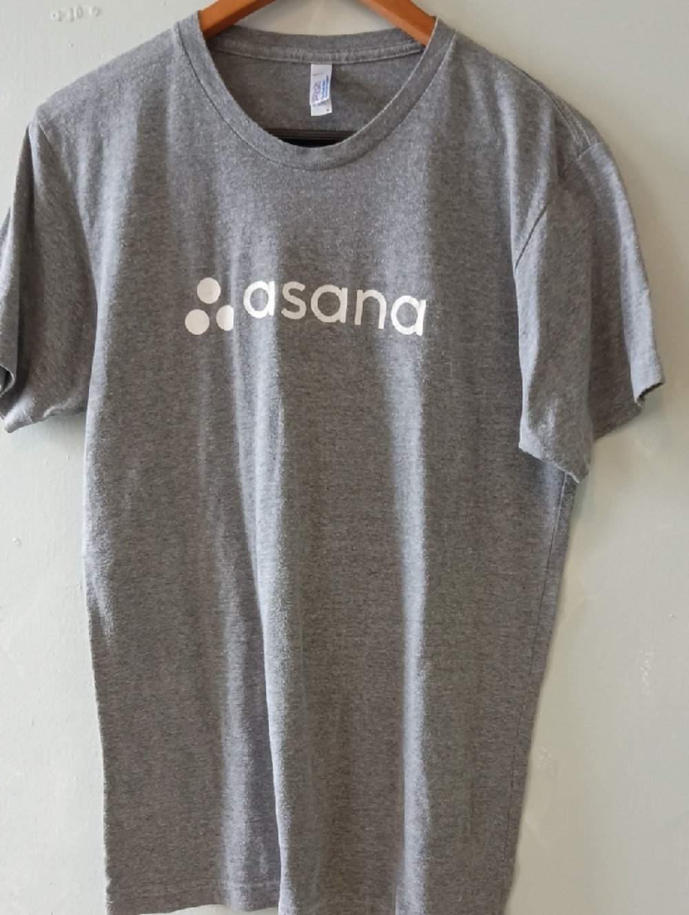 American Apparel Grey Tee with Blue and Pink Logo